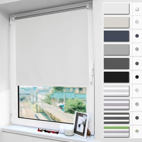 Magiea Verdunklungsrollo ohne & mit Bohren Klemmfix, Weiß B45 x H120 cm (Stoffbreite 45cm) Klemmrollo Thermorollo Innenrollo für Sonnen-und Sichtschutz Rollos für Fenster & Tür