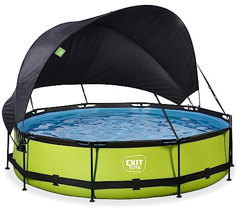 EXIT Toys Lime Pool mit Sonnensegel - ø360x76cm - Runder Rahmenpool mit Kartuschenfilterpumpe - Optimaler UV-Schutz - Leicht Zugänglich - Starker Rahmen - Einzigartiges Design - Grün
