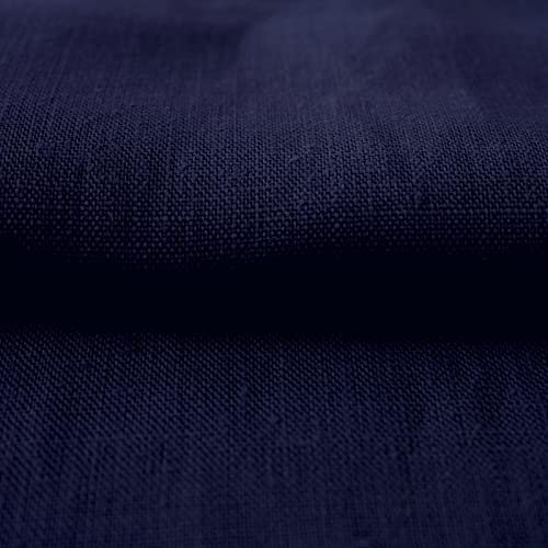 Hans-Textil-Shop Stoff Meterware Uni Navy 100% Leinen - 1 Meter, Leinenstoff, Kleider, Hose, Rock, Bluse, Hemd, Vorhänge, Kissen, Tischdecken