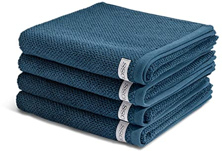 Ross - 4 teiliges Frottier-Set - Selection Bio-Baumwolle (4 X Handtuch im Set) - 540 g/m2 - Baumwolle - Frottee - saugstark - weich und flauschig - Nachtblau