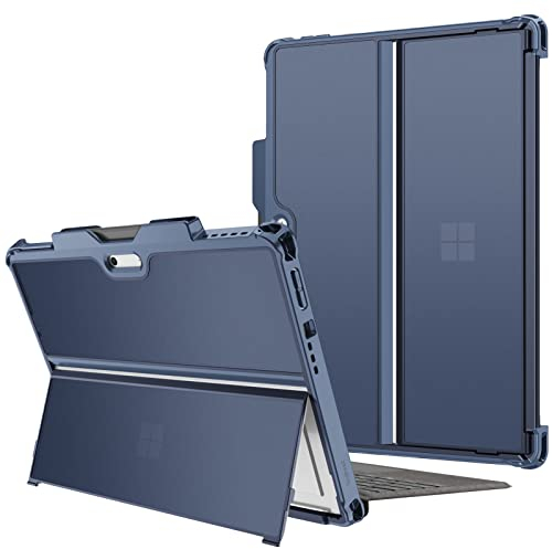 FINTIE Custodia per Microsoft Surface Pro 8 13 Pollici 2021, Antiurto Folio Case Protettiva Cover con Pen Holder Rigida Kickstand Case, Compatibile con Tastiera Type Cover, (Frosted Blu)