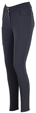 Lazura - Damen Reithose Pia | Vollbesatz aus Silikon | Reiterhose mit seitlicher Handytasche & 4 Einschubtaschen | dunkelgraue Vollbesatzreithose | Reitbekleidung in Größe 38