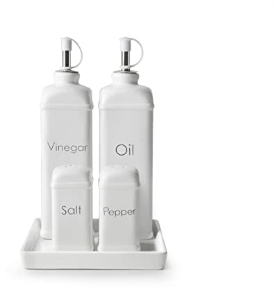 IBILI - 715310 - Vintage Oil & Vinegar Cruet + Salt & Pepper Shaker Set