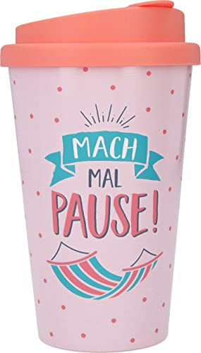 Depesche 2180-052 - To Go Becher aus Kunststoff mit Spruch, 350 ml, wiederverwendbar, Mach mal Pause!