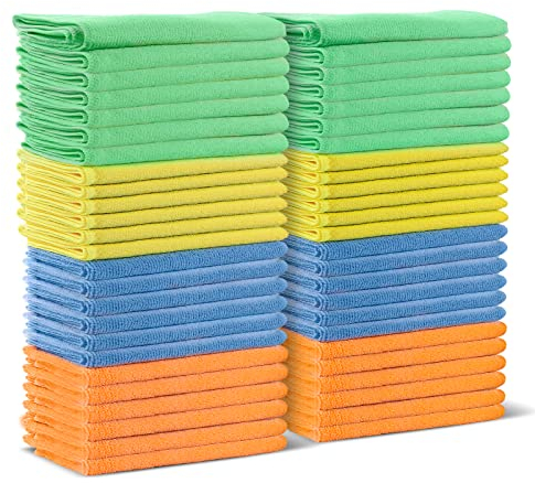 Myiosus Mikrofasertuch 48 Stück, Mikrofasertucher Set | 40 x 30 cm, Mikrofaser Reinigungstücher, Geschirrtücher, Multifunktion Putztücher für Auto Haushalt Küche Glas