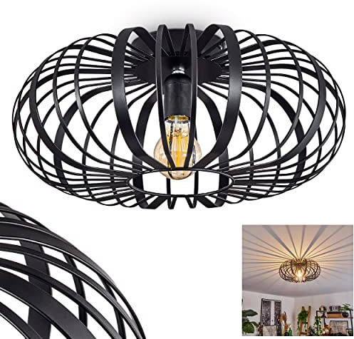 HOFSTEIN Deckenleuchte Oravi, Deckenlampe aus Metall in Schwarz, mit Gitterschirm, Ø 40 cm, 1-flammig, E27-Fassung, Moderne Leuchte mit Lichtspiel, ohne Leuchtmittel