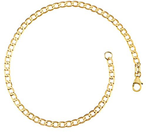 Panzerkette Armband 3,3mm breit | aus echt 333 Gold | hochglanzpoliertes Armband | Armkette Echtgold mit Karabinerverschluß