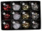 G&M 12er Set Christbaum-/Weihnachtskugeln aus Glas Ø 3 cm (Klar, Gold/Weiß/Rot/Silber Sterne)