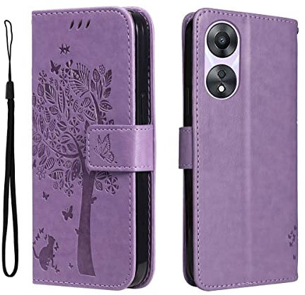 PEIYE Cover Pelle per Oppo A78 5G, Portafoglio PU Pelle Slot Schede, Custodia Cavalletto Stile Libro Chiusura Magnetica, Flip Case -Lavanda