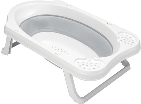 keeeper Faltbare Babywanne mit Stöpsel, Ab 0 bis ca. 12 Monate, 33 l, 48 x 82 x 23,5 cm, Maja, Grau (Nordic Grey)