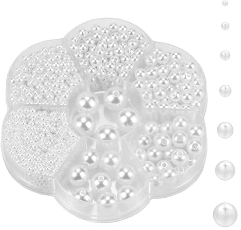 1150 Stück Perlen Weiß, Perlen Zum Auffädeln 3/4/5/6/8/10/12 mm Weiße Kunstperlen Runde Perlen Plastikperlen mit Loch für Armbänder DIY Halsketten Ohrringe Ringe Schmuck Basteln