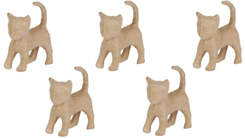 Décopatch AP154Opack - Un lot de 5 Supports en Papier brun pulpé 11x6x13 cm, Chaton