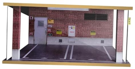 Garage de stationnement Diorama à l'échelle 1:18 avec 120 lumières - Design Brique Rouge