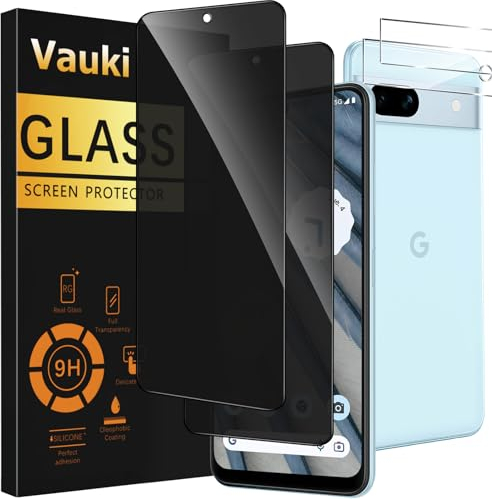 Vauki Verre Trempé Anti Espion pour Google Pixel 7a avec Caméra Arrière Protecteur [2+2 Pièces],Anti-Espion Film de Protection D'écran,Dureté 9H Privacy Anti-Spy Vitre,Anti-Rayures,Sans Bulles