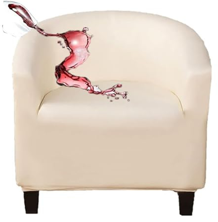 XWSM PU-Leder Clubsessel Schonbezug Wannenstuhl Bezug Sessel Sofa Bezug Runder Stuhl-Bezug Couch Möbel Schutzbezug for Wohnzimmer, Hotel, Büro (Color : Beige, Size : 1)