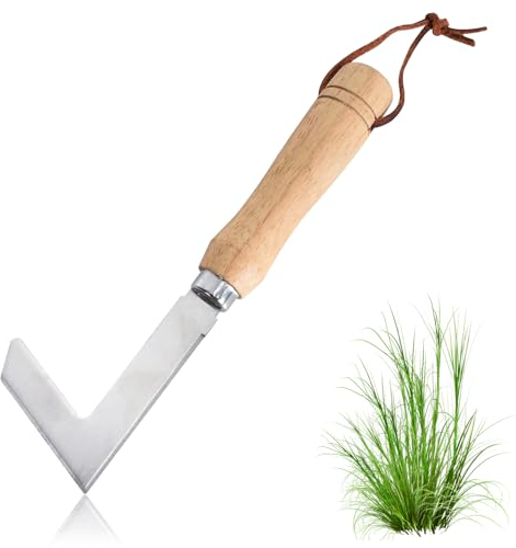 Fugenkratzer, Unkrautkratzer mit Holzgriff, Fugenreiniger Unkrautkratzer, Unkrautkratzer aus Edelstahl, Manueller Weeder, Unkrautausstecher Hergestellt aus gehärtetem Edelstahl