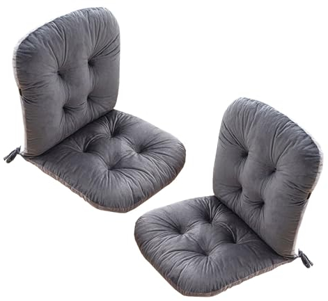 Yahbrra Stuhlkissen mit Rückenteil Sitz, Rückenkissen mit Bänder, Niedriglehner Auflage Polsterauflage Gartenstuhl, Polsterauflage Auflage für Stühle Bänke in Haus und Garten(Gray,2 Pack)