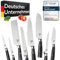 Messerhai Messerset Kuro, 8-teiliges Küchenmesser-Set mit schwarzen Resin-Griffen – Chefmesser, Santoku, Ausbeinmesser, Brotmesser, Schälmesser, Nakiri, Yanagiba, in Geschenkbox