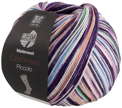 LANA GROSSA Meilenweit Cashmere | Hochwertiges Sockengarn mit Kaschmir-Anteil, waschmaschinenfest | Handstrickgarn aus Schurwolle, Polyamid & Kaschmir | 100g Wolle zum Stricken & Häkeln | 420m Garn