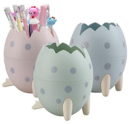 AOOPOO 3 Stück Schreibtisch Organizer Dinosaurier Eier Stiftehalter Kinder, Kreativ Multifunktions Stifte Organizer für Kinder Büromaterial, Schule Bleistift und Andere Schreibwaren Aufbewahrung