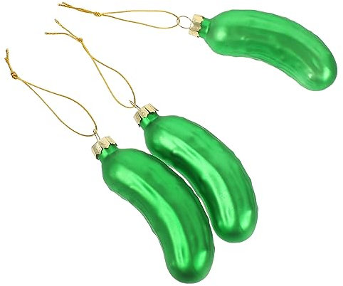 Cabilock 12 STK Gurke Anhänger Grünes Weihnachtsbaum Hängende Ornamente Hängende Weihnachtsverzierung Haushaltswaren Weihnachtsparty-Ornamente Gurken-partydekorationen Glas