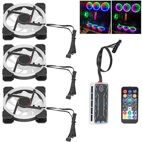 Ventilador de Caja ARGB de 120 Mm, 3 Piezas, Ventilador Enfriador de Caja de PC con Rodamiento Hidráulico de 6 Pines, Ventilador de PC de Color Ajustable de 1200 RPM con Control