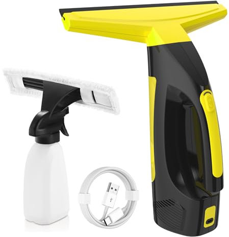 Window Vacuum Squeegee Cordless, Window Vac with Detachable Water Tank and Strong Suction, Electric Window Cleaning Tool for Shower Wall, Mirror, Glass, Car Windshield, Countertop, Tiles