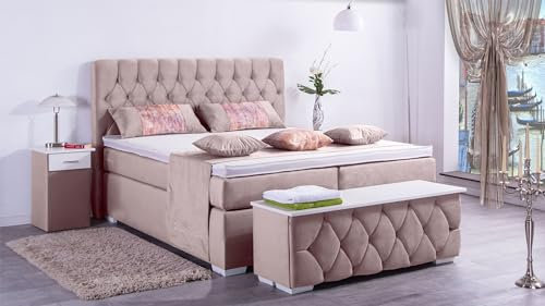 Boxspringbett Jana 240x220, VS-Altrose, 7-Zohnen Taschenfederkernmatratze, Ergoflex - Inklusive Aufbau - Deutscher Hersteller