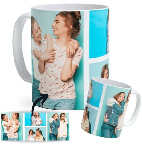 Taza de cerámica Personalizada con Foto. Taza Personalizada para Regalo collage de fotos. Regalo Original Personalizado para Eventos. Taza Original Personalizada con Foto. (Cuatro fotos)