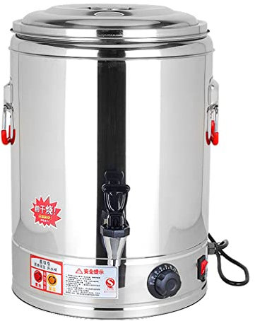HSWOYEA Cateurn aus Edelstahl, 30 l gewerblicher elektrischer Wasserkocher mit tropffreiem Hahn, Temperaturregelung und verschließbarem Deckel, Teekanne