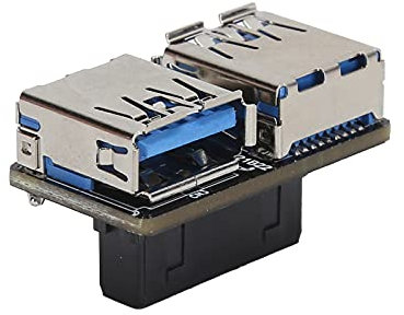 Rankomu Convertitore USB 3.0 da 20 pin a adattatore USB 3.0, convertitore splitter a 19 pin, connettore femmina a 2 porte A per scheda madre, adattatore doppio USB 3.0