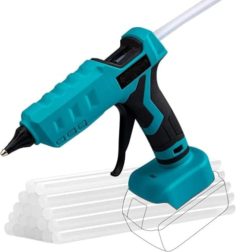 Nananuu Pistola per colla a caldo senza fili per Makita 18 V, pistola per colla a caldo a riscaldamento rapido anni '90 con 30 bastoncini di colla, ideale per artigianato, fai da te, riparazione