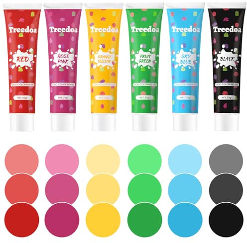 Food Colouring Gel Tube Set, 20g x 6 Colours Highly Concentrated Pro-Grade Dye Cake Decorating Set, Gel Based Edible Liquid for Baking,Easter Eggs,Icing,Fondant,Cookies,Slime Making DIY Supplies Kit