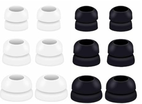 Rhinent Double Flange Earbuds tips, for Beats fit pro/Studio Solo Buds Tips/Sony WF-C700N Wf-C510 Wireless Earbuds Noise Isolation Anti slip Soft Replacement Eartips 6 Pairs (White/Black)