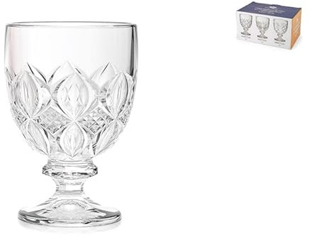Royal Norfolk - Packung mit 6 Nizza-Gläsern aus bearbeitetem Glas, transparent, 22 cl, spülmaschinenfest