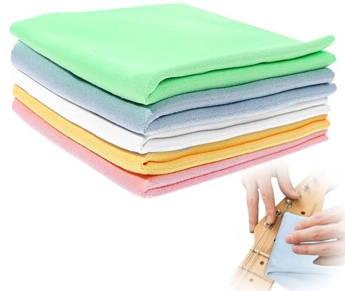BOHUIZ 5 Stück Instrumenten Reinigungstuch, 30x30cm Reinigungstücher Silberputztuch Musikinstrument Putztuch Gitarre Reinigungstücher Microfiber Cloth für Gitarre Violine Klavier Saxophon Querflöte