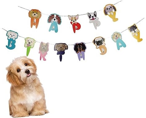 ifundom 1satz Hund Geburtstag Deko Set Bunte Hundegarland Für Haustierfeiern Vielseitige Papierdekoration Für Kindergeburtstage Einfach Aufzuhängen Kreative Partygestaltung