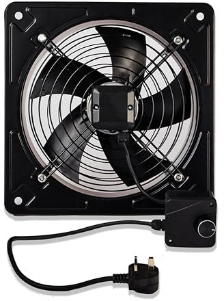 POWERSTAR ELECTRICALS Commercial Industrial Axial Exhaust Fan – Heavy-Duty Metal Ventilation Blower with Speed Control Rpm 2600 Volume (m³/h) 3300 (12 Inches Speed Controller)