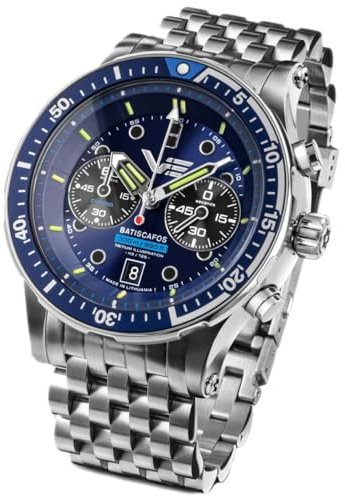 Vostok Europe 511A772-B Batiscafos Herren Chronograph mit Edelstahl Gliederband