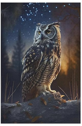 Holzpuzzle 1000 Teile, Eule Puzzles Erwachsene Und Kinder, Am Besten Für Die Familienspielsammlung 78×53cm