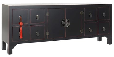DRW TV-Schrank, orientalischer Stil, Schwarz, 130 x 24 x 51 cm