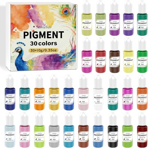 Minlebao Epoxy Resin Pigment 30 Colors,Highly Concentrated Translucent Colorant for Jewelry Making, Art Crafts, Resins Painting(0.35oz/10ml Each)