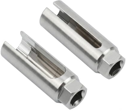 Douille Sonde Lambda 22 mm Acier Chrome Vanadium Lot 2 Entraînement 1/2 | Fente latérale anti-dommage câble, compatible 3/8 cliquet,pour tous véhicules essence, outil entretien échappement