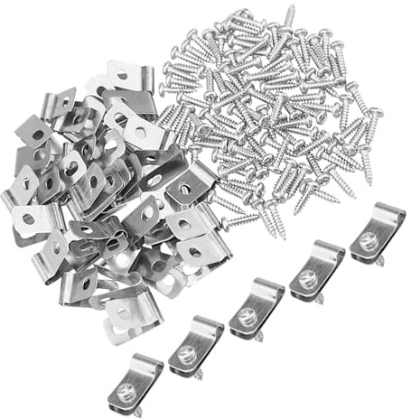 Toyvian Pinces de Fixation pour Clôture en Fil d'Aluminium 100 Vis, pour Clôture Électrique et Cages d'animaux, Compatibles Poteaux PVC et Bois