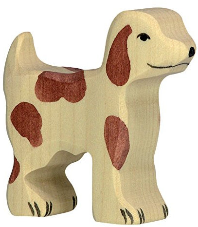 cama24com Hofhund klein Hund Bauernhof Holzfigur Holzspielzeug von Holztiger mit Palandi® Sticker