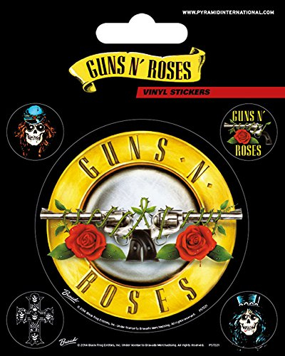empireposter Guns N Roses - Bullet Logo - Stickerset Set mit 5 Sticker Aufkleber 10x12,5 cm