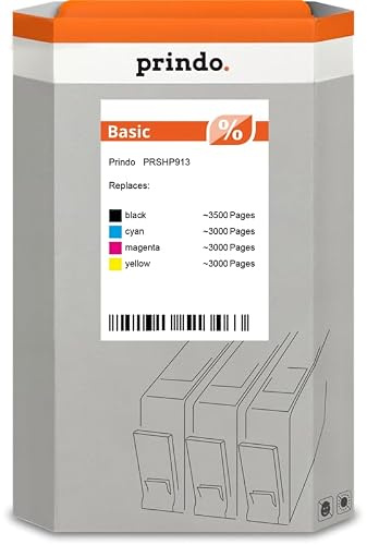 Prindo HP 913A (PRSHP913) Multipack Tintenpatrone - Alternative Druckerpatronen - Druckerzubehör geeignet für Verschiedene HP Drucker