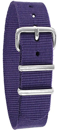 Pacific Time Uhrenarmband Nylon 16 mm bunt atmungsaktiv waschbar Kinder Sport Wechselarmband (violett) 10001