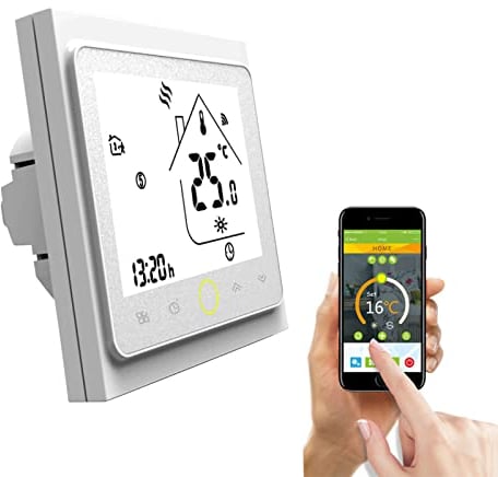 Qiumi Smart Wifi Thermostat Wifi Programmable Water Thermostat LCD Display Temperature Controller Works with Amazon Alexa Google Home IFTTT,5A 95~240V AC