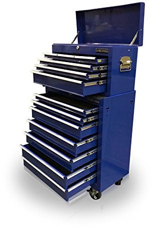 US PRO Mechanics Steel Chest Tool Box Roller Cabinet 13 Drawers … (blue)